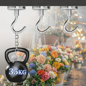 4/7 Pcs 32mm Strong Magnetic Hooks, Heavy-Duty Magnets for Hanging, Fridge, Classroom, Refrigerator, Ceiling, Office, Kitchen, Grill, Garage, Laundry Hooks