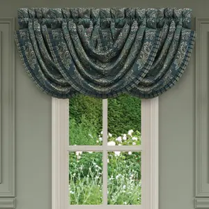 Nancy Teal Waterfall Window Valance