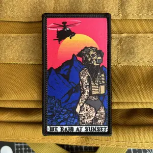 Sunset Warrior Patch Sticker, Unique Velcro Decorative Badge, Includes Hook Velcro, Backpack Clothing Patch, Trendy Player Arm Band