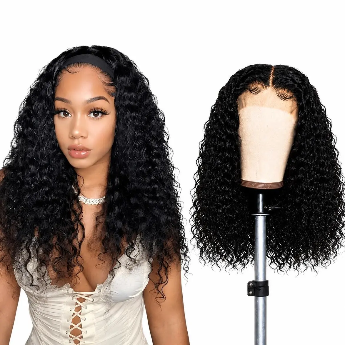 【59.99$ Sale 22Inch】Luxur 22 Inch Natural Black Deep Wave Human Hair Wig 13x4 HD Melt Lace Front Wig 180% Density No Smell Pre Plucked Natural Hairline Baby Hair Soft Defined Curls Full Volume For Women
