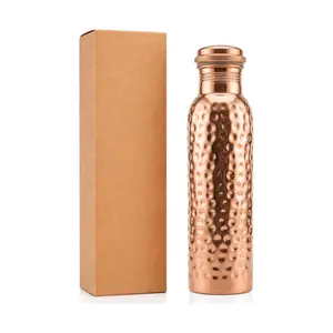 Pure Copper Water Bottle 34oz – Handmade Hammered Ayurvedic Copper Drinking Bottle, Leak-Proof & Heavy-Duty Design