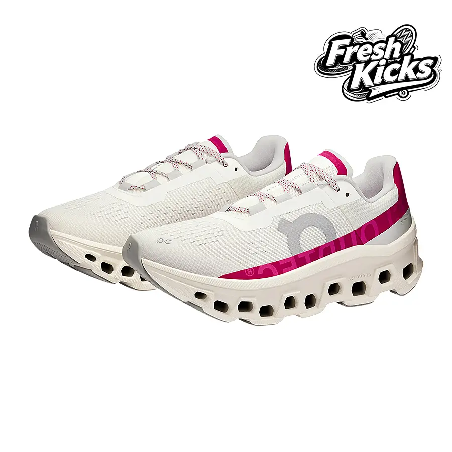 On Running Cloudmonster Ivory Grenadine (Women's)– Women's Lifestyle Sneakers – shoes for woman -Vintagen -Spring & Summer-Inspired Running Shoes, Shock-Absorbing Comfort, Gym to Streetwear Casual Wear—back to school—3WD10104038