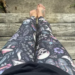 Womens ultra soft leggings with pockets, woodland theme leggings, cottage core leggings