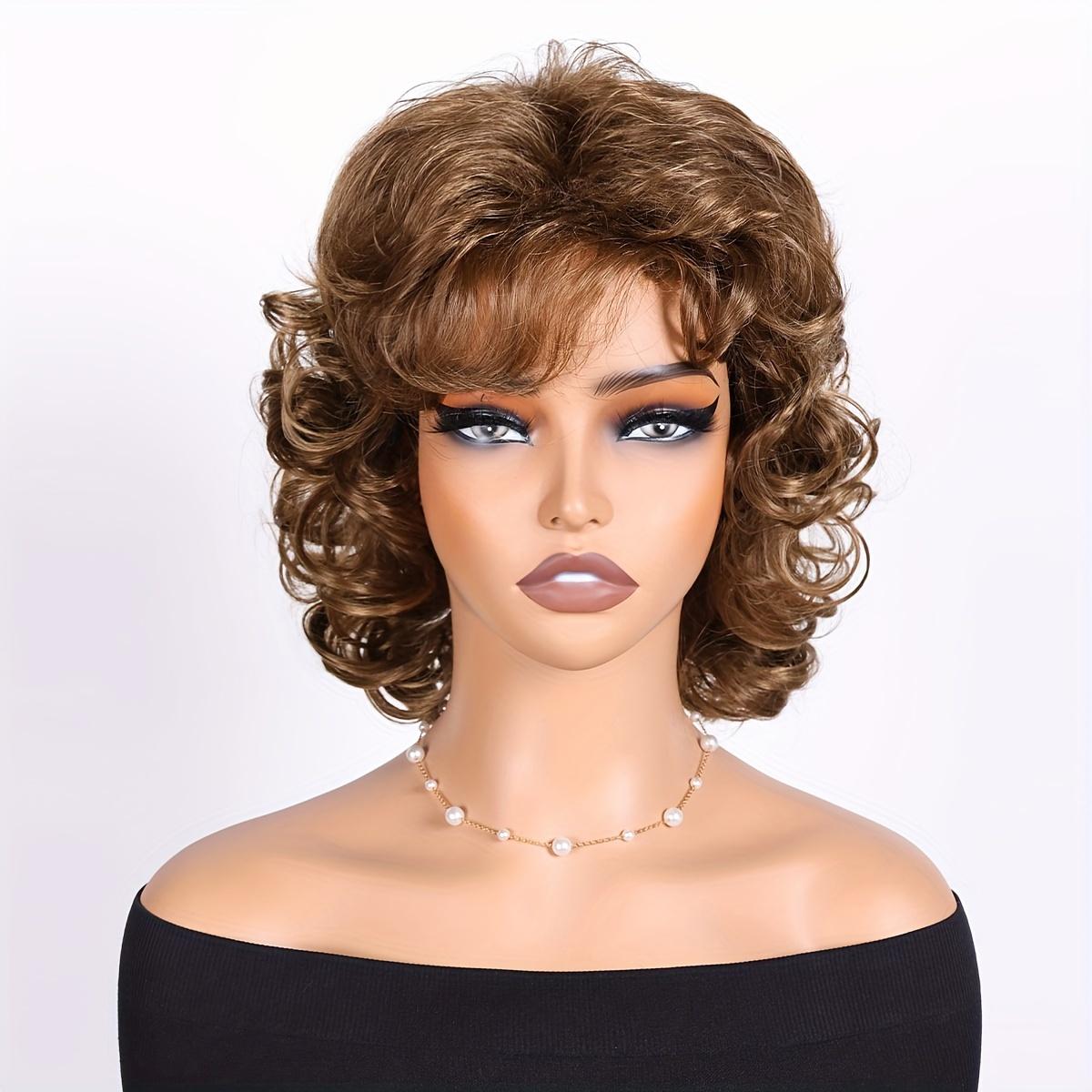 10-Inch Short Curly Wig with Side Bangs And Wavy Hair