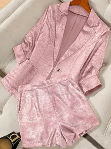 A two-piece women's blazer suit, consisting of a blazer and shorts, suitable for home wear, indoor activities, and outdoor outfits, Womenswear