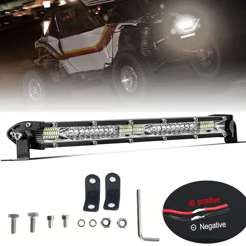 20 Inch Slim LED Driving Light Bar - 55W Combo Beam, 5500LM Brightness, IP68 Waterproof Aluminum Shell, 9-30V DC, Spot+Flood Control, Led Lights for Truck Accessory for 4x4 SUV ATV Boat Off-Road Use