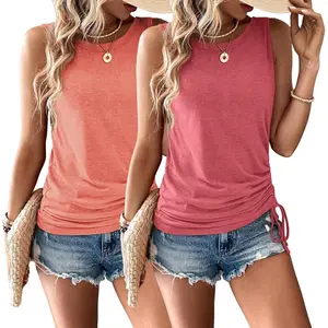 Womens Tank Tops 2 Pack Summer Tops Crew Neck Trendy Sleeveless Tops Cute Loose Fit Workout Casual Outfits 2026 new arrival fashion vacation beach outfit loose fit overall