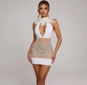 White Rhemedi rhinestone dress