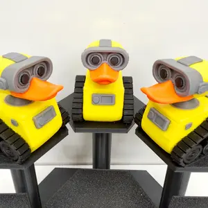 Cute Robot Duck Figurine 3D Printed Sci-Fi Trash Compactor Bot Decor for Car Dashboards & Cruise Cabinets
