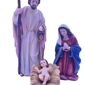 Nativity Set - Colorful Resin Figures of Baby Jesus Mary Joseph Holy Family, 12”inches
