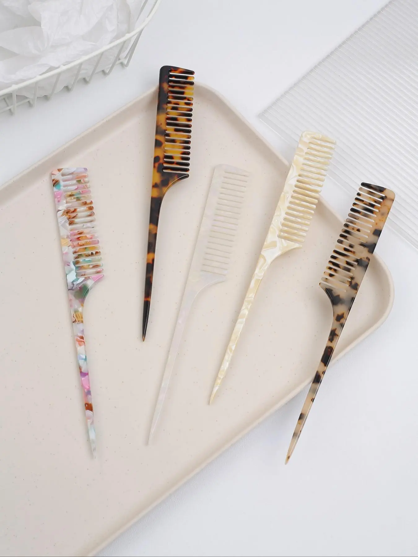 Leopard Pattern Anti-Static Hair Comb Set, Hair Styling Tool for Women & Men