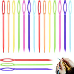 50 Count 9cm(3-5/9 inch) Plastic Yarn Needles for Kids, Large Eye Sewing Crochet Needle for Yarn Amigurimi Darning Tapestry Plastic Canvas Needle DIY Sewing Needles Crafts, Assorted Colors