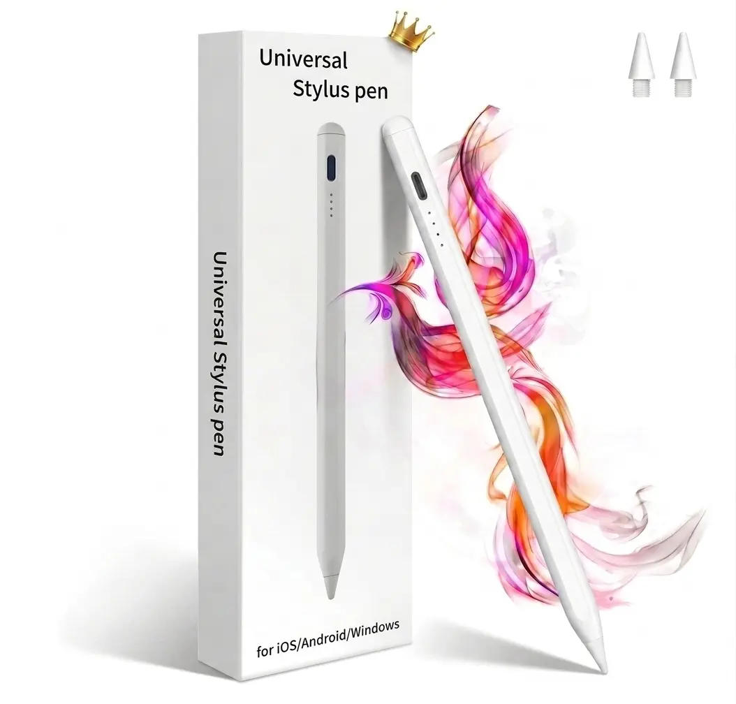 Universal Capacitive Stylus Pen for iPad with Palm Rejection, Tilt Sensitivity, Button, Batteries, Popular Tablet & Computer Accessory Compatible with iPad Pro 12.9in 3/4/5,11in 1/2/3, Air 4,Smartphones,tablets  for Drawing & Writing