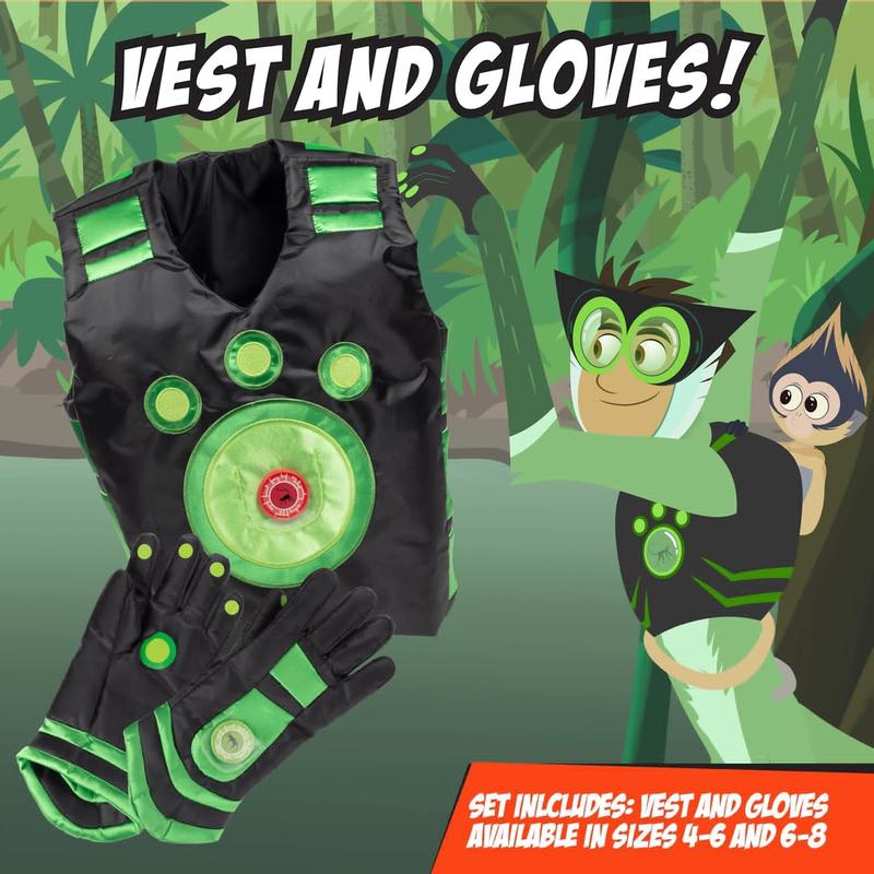 Wild Kratts Creature Power Suit, Chris (Size Large 6-8X) - Includes Vest, Gloves &amp; 2 Power Discs for Halloween Costume, Pretend Play &amp; Dress Up - Officially Licensed Toys- Gift for Kids Boys Girls
