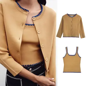 2025 New Autumn Women Knitted Cardigans ,Patchwork Casual Elegant Sweater Coat Women's Knit Cardigan