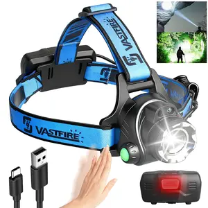 Powerful LED White Light Sensor Headlamp, USB Rechargeable, Zoomable, 3 Lighting Mode, 90° Adjustable, Super Bright Headlight Head Lamp For Hunting Camping Hiking Fishing Working