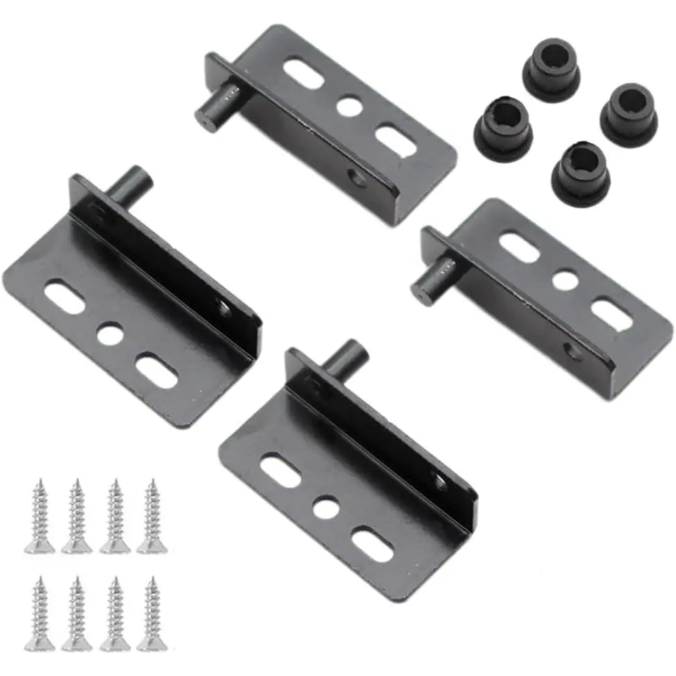 4Pcs Heavy-Duty Steel Concealed Shaft Pivot Hinges with Bushings - Black Hidden Door Hardware for Wood Doors, Cabinets, Furniture, Easy Install Hinges for Contractors (Screws Included)