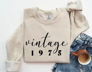 Vintage 1975 Sweatshirt, 50th Birthday Gift, Retro 1975 Sweater for Women