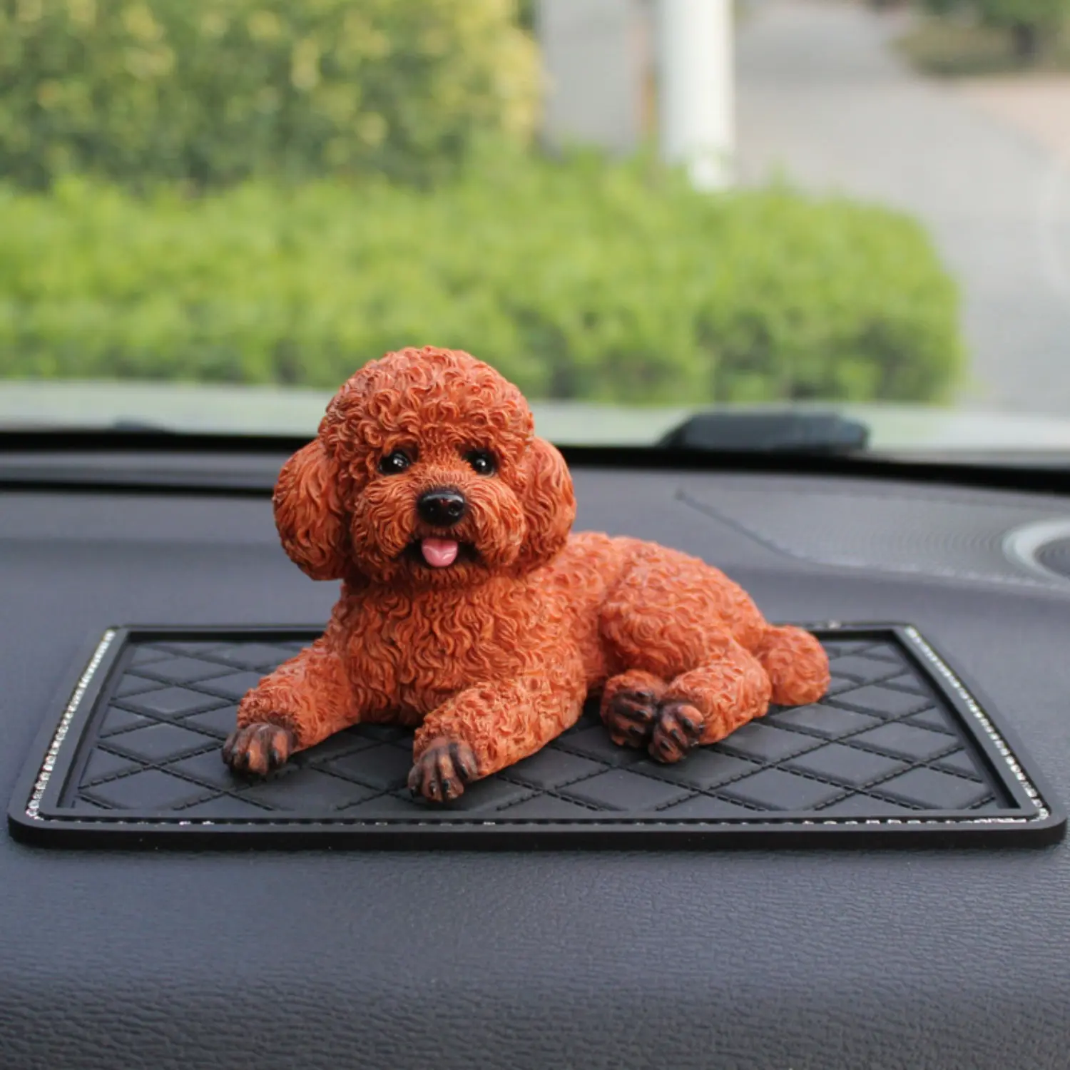 Small Realistic Cute Poodle Teddy Dog Figurine - Car Accessory, Desk Accessory, Desk Setup Aesthetic Camping & Hiking Hammock Companion Gift, Car Decorations Interior, Resin, Cute Car Decor, Vehicle Decor