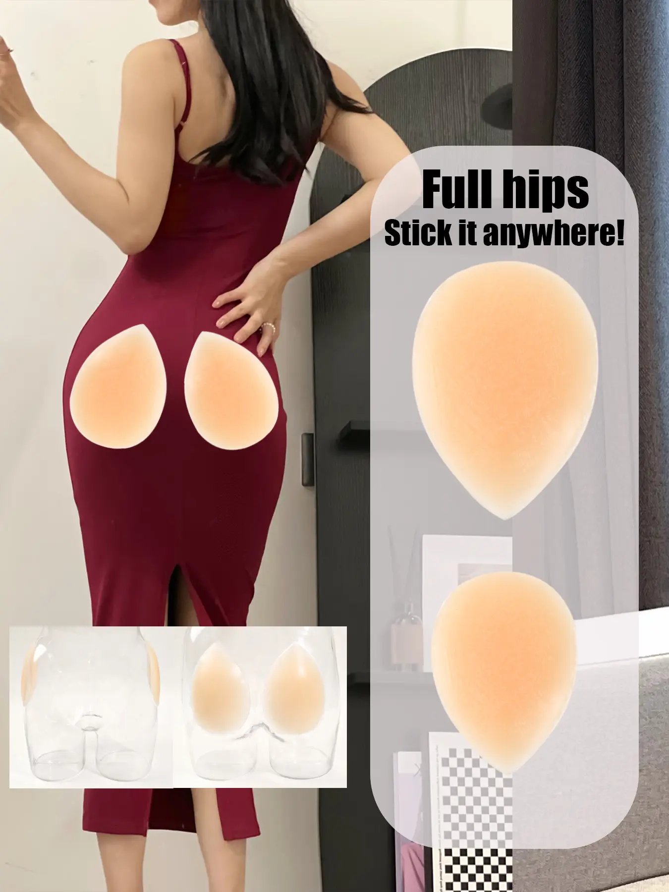 1Pair Breathable Seamless Hip Enhancer, Soft Skin-Friendly Silicone Pads for Natural Look, Perfect for Summer Travel Beach Photos and Weddings, Matching Tight Gowns and Slim Pants, Great for Anniversary Celebrations, Womenswear Underwear