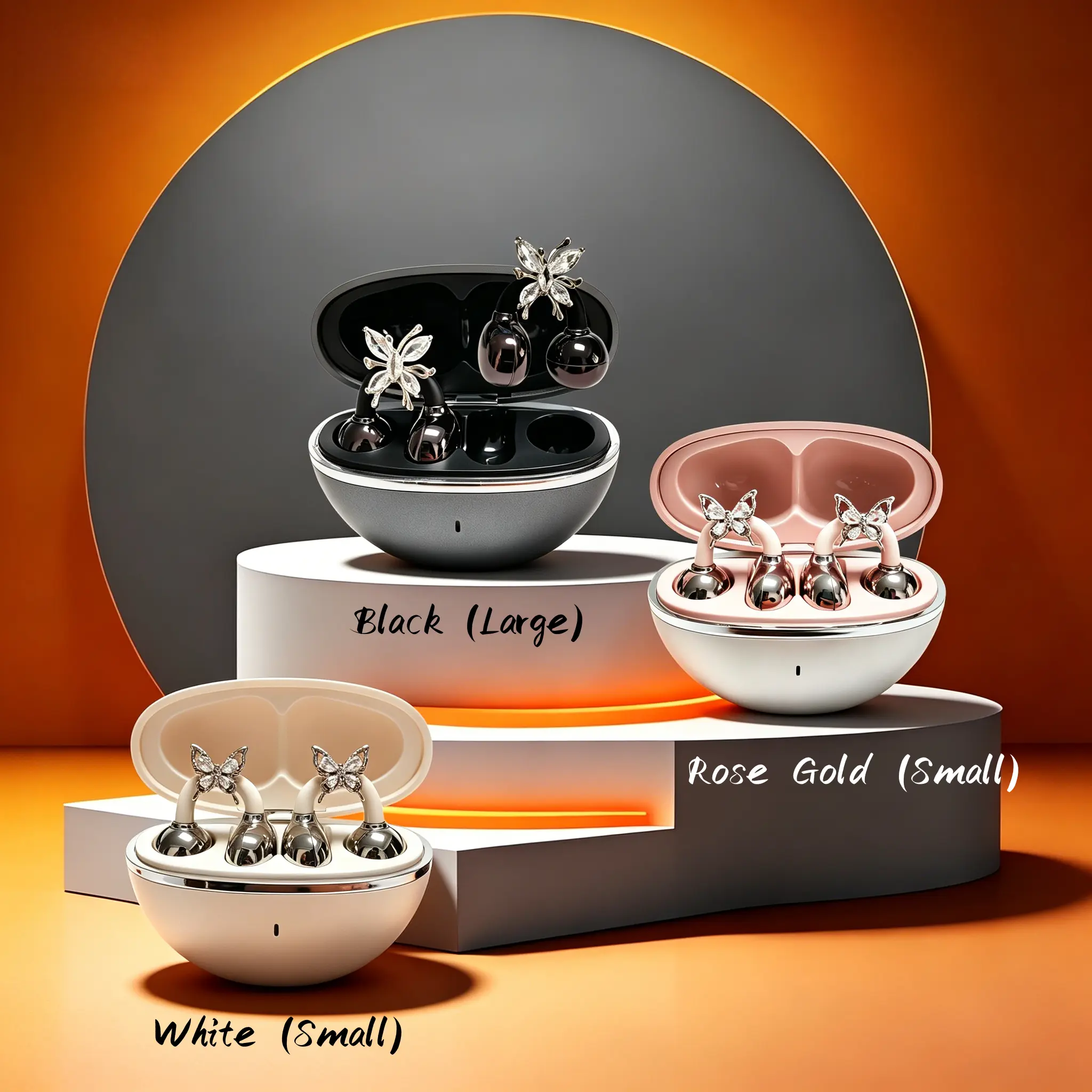【 FLUFFDRIP Clip-04 】 Lightweight Wireless BT Headset, Portable Clip-On Open Ear Earphones with Butterfly Crystal Design, Touch Control, Rechargeable Battery, Charging Case for Daily Handsfree Audio Connection