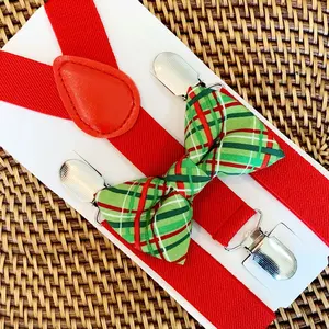 Christmas Bow Tie & Red Suspenders Set
