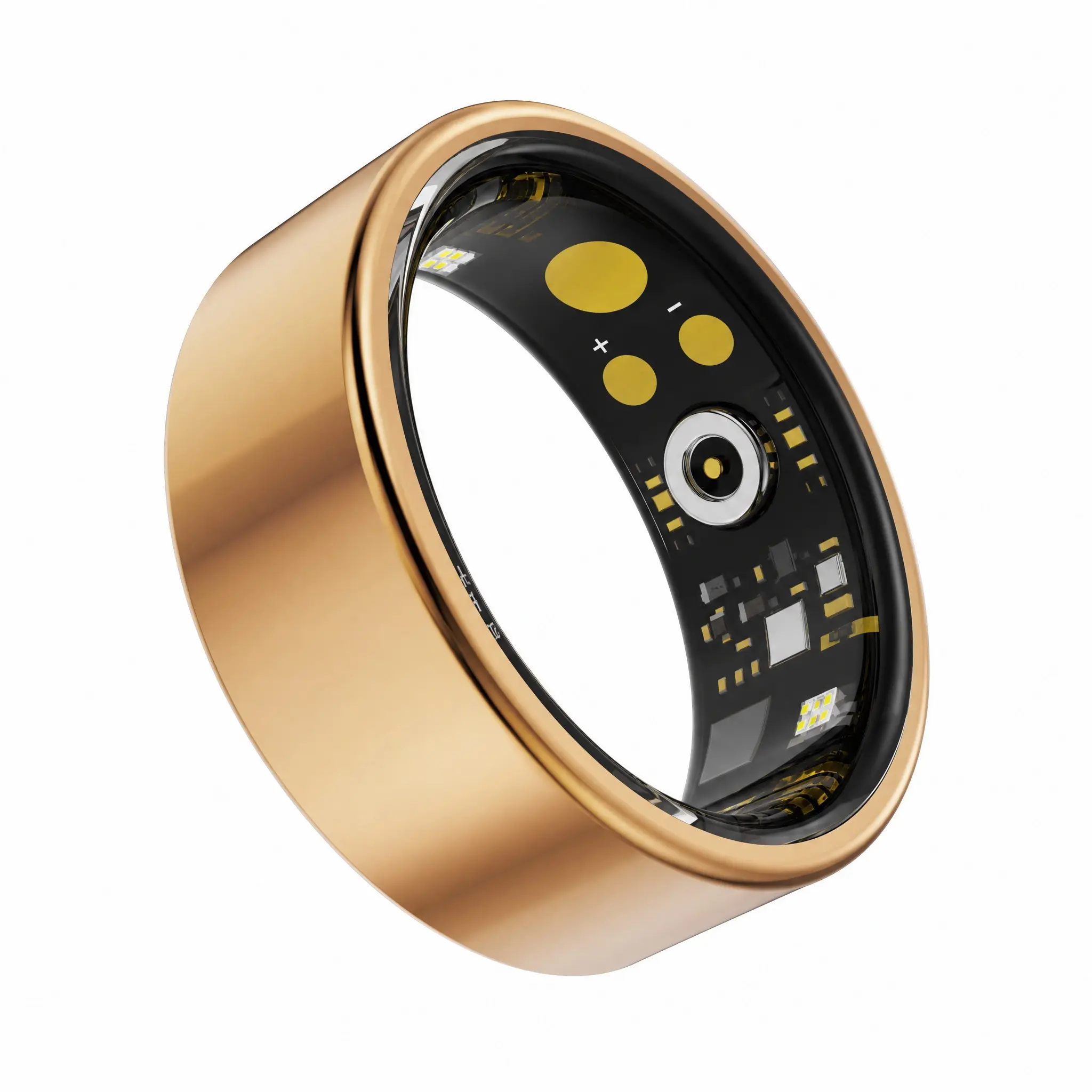 CVXVC Gold R11 Smart Ring Tracker for Trips: Screenless Finger Wearable Linking by Bluetooth to iOS/Android for Pulse, Oxygen, Overnight Pattern and Motion Review; IP68 Rated, Portable Power Case, Offered in 7–11
