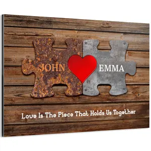 My Sign Center Soul Décor Personalized Couples Name Custom Anniversary Wedding Grunge Metal Sign 20x48 Inches Made in USA