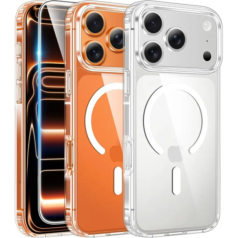 Magnetic Phone Cases for iphone 18 Pro Max 18 Pro 17 Pro Max 16 15 14 13 12 11 Pro Max Plus with Screen Protector Slim, Anti-Yellowing, Rugged, Shockproof Transparent Case for iphone 18 Pro Max