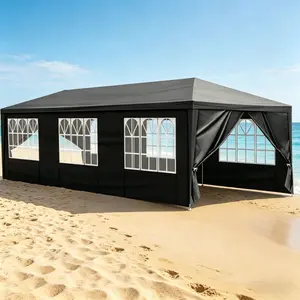 Party Tent, 10' x 20'/30' Outdoor Waterproof Gazebo Canopy Tent with 0/5/7/8 Removable Sidewalls, Canopy Tent for Birthday Wedding Events Beach BBQ,Summer Vibes