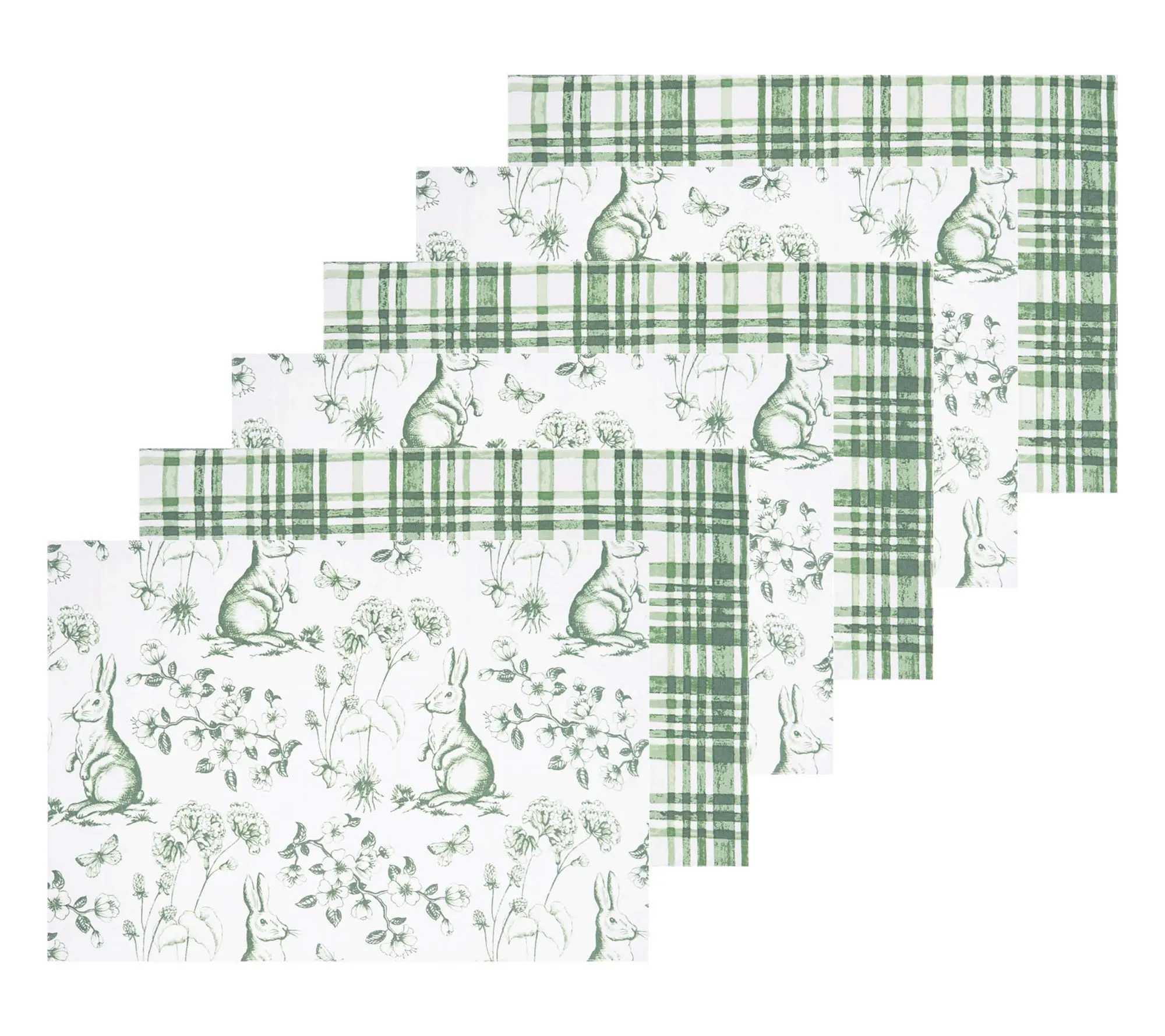 Spring Greens Bunny Toile Placemat Set of 6 byValerie