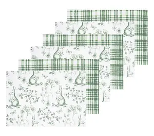 Spring Greens Bunny Toile Placemat Set of 6 byValerie
