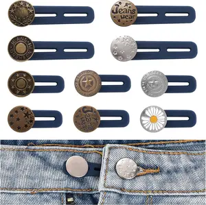 Pants Expander Button 10 Pack 10 Styles Jeans Waist Extender Button Men and Women Collars/Cuffs No Sew Metal Adjustment Buttons