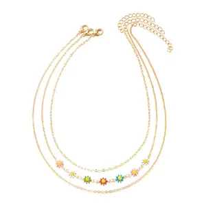 daisy chain Daisy Layered Choker Necklace Adjustable Daisy Flower Necklaces Bohemian Summer Necklaces Jewelry