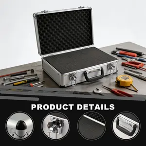 Durable Aluminum Alloy Tools Box with DIY Soft Foam Lining & Key Lock - Portable Multi-Functional Storage Organizer for Tools, Instruments, Equipment, Fishing Gear - Handheld Holder for Home & Professional Use