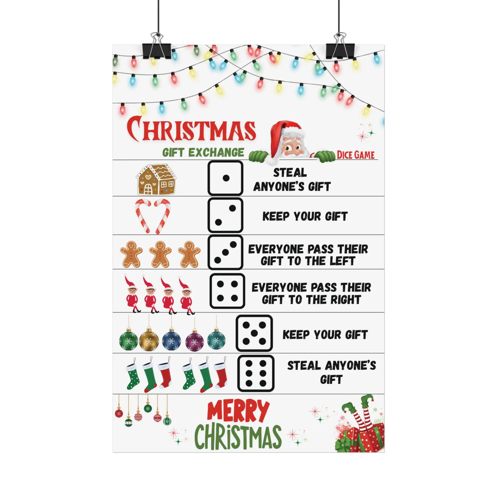 Christmas Exchange Game Posters | Holiday Party Rules, Printable Satin Poster