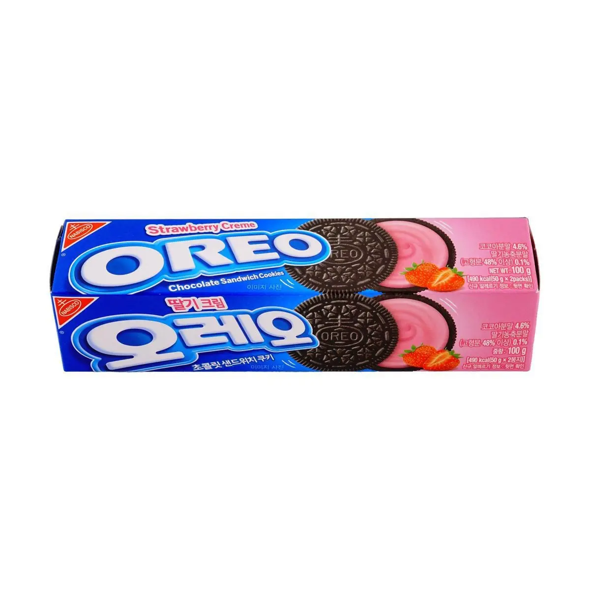 2 Pack Oreo Korea Strawberry Cream Sandwich Cookies 100g - Authentic Korean Snack