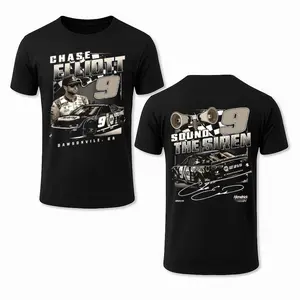 'Sound the Siren' Chase Elliott 9 T-Shirt, 2 Sides Design, Featuring Dawsonville GA Racing Theme, Perfect for Enthusiasts and Fans Cotton Crewneck