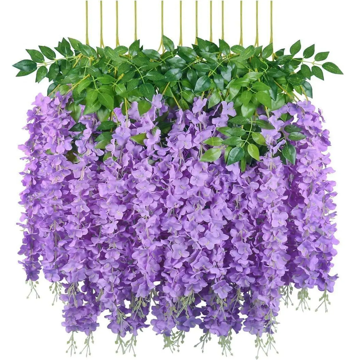 12PCS Wisteria Hanging Flowers,Fake Hanging Flowers,Wisteria artificiales Garland for Home Wedding Arch Floral Party Garden Ceremony Outdoor Decor,3.6 feet Long(Purple)