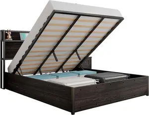 [MothersDayGift] #Summervibes AMERLIFE Full Size Lift Up Storage Bed, Wood Platform Bed Frame with Storage Headboard & Charging Station, No Box Spring Needed, Easy Assembly/Best Gift Ideas/Christmas Gifts