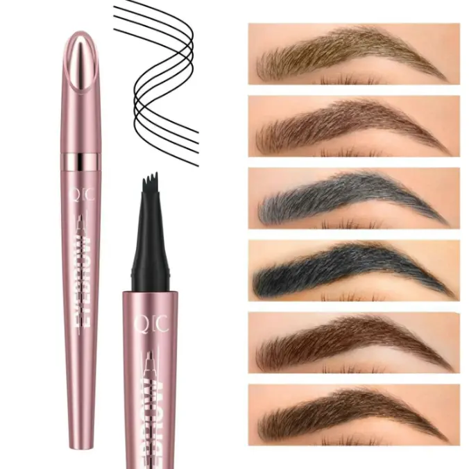 4-Prong Fine-Tip Waterproof Eyebrow Pencil - Flawless, Transferproof, Smudge-Proof, Long-Lasting, Natural Micro-Sculpting Effect, for Daily Quick Touch-Ups, Suitable for All Skin Types