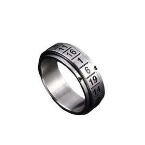 Minimalist Rotatable 316L Stainless Steel Ring, Stylish Arabic Numerals