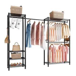 VEVOR Clothing Garment Rack, Summervibes,Summervibes, Heavy Duty Clothes Rack, Freestanding Clothes Racks with Steel Frame, 800 lbs Load Capacity Closet Wardrobe with Storage Shelves for Bedroom, Clothing Store, Hallway