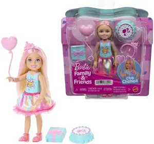 Barbie Club Chelsea Birthday-Themed Small Doll with Party Accessories, Blonde  [COLLECTIBLES] Paper Doll