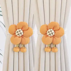 Adjustable Sheer Curtain Tiebacks – Decorative Flower Drawstring Holdbacks For Bedroom, Living Room – Cute & Functional Window Decor (Set Of 2)