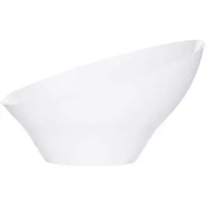 Disposable Angled Plastic Bowls Round Large Serving Bowl, Elegant for Party's, Snack, or Salad Bowl, White, Pack of 4