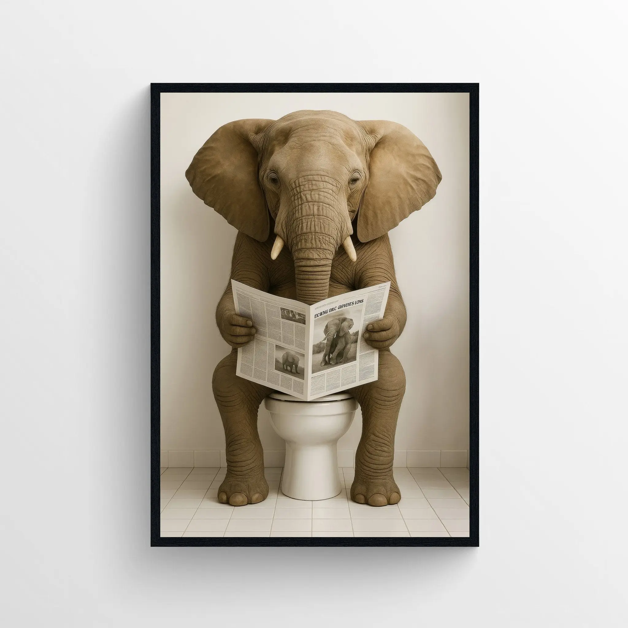 Elephant Animal Bathroom Toilet Poster