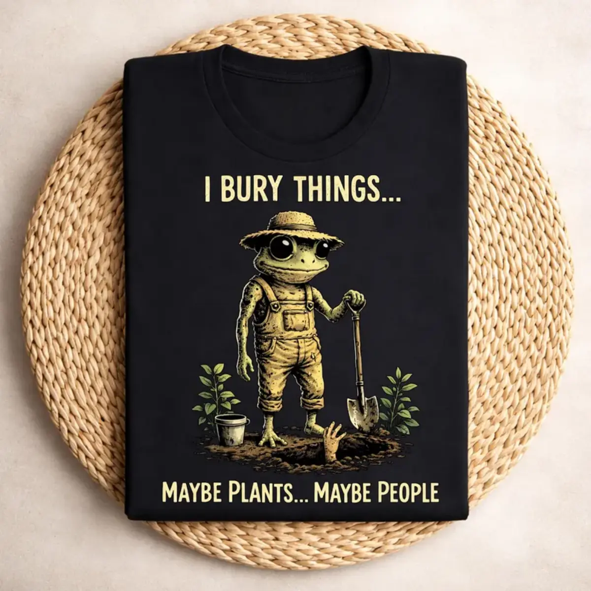 I Bury Things Maybe Plants Maybe People tee Unisex T-Shirt, Funny Frog Shirt, Dark Humor Aesthetic t-shirt, creepy cute gardening lovers
