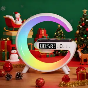 Small G Four-In-One Bluetooth-compatible Speaker, Automatic Gradient Ambiance Light, Wireless Charging Base, Desktop Alarm Clock, Home Atmosphere Creator