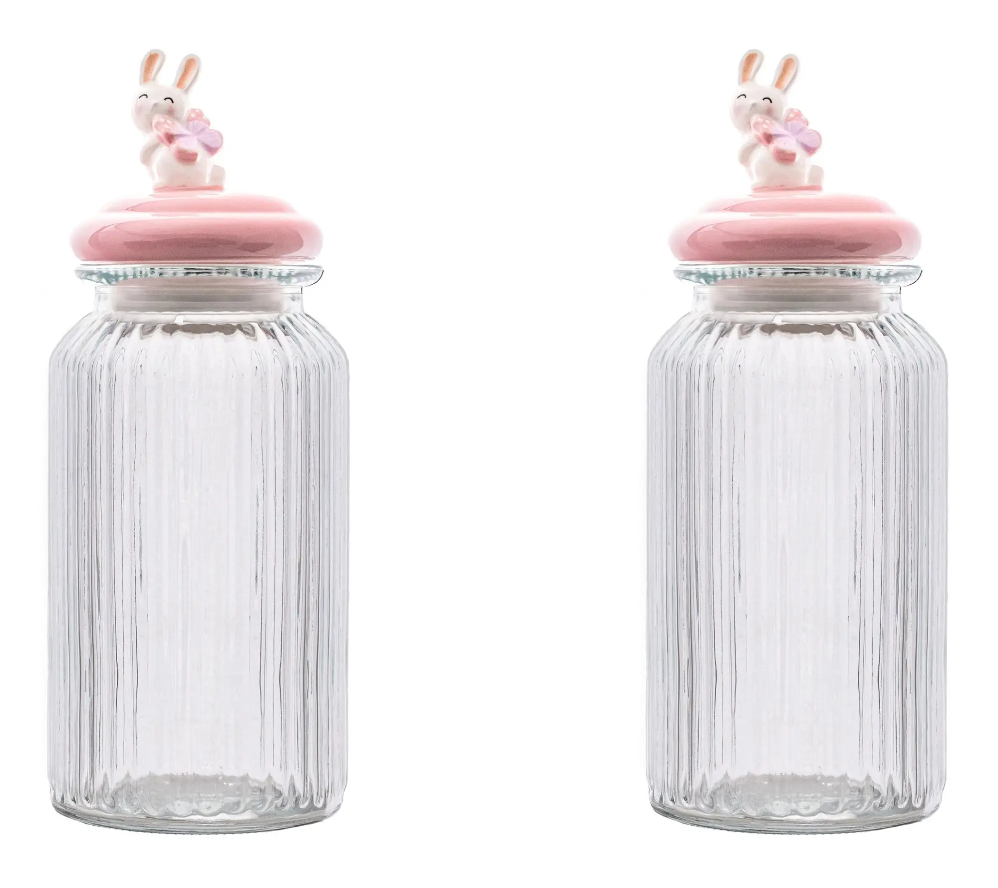 10 Strawberry Street Set of 2 Figural Knob Glass Canisters